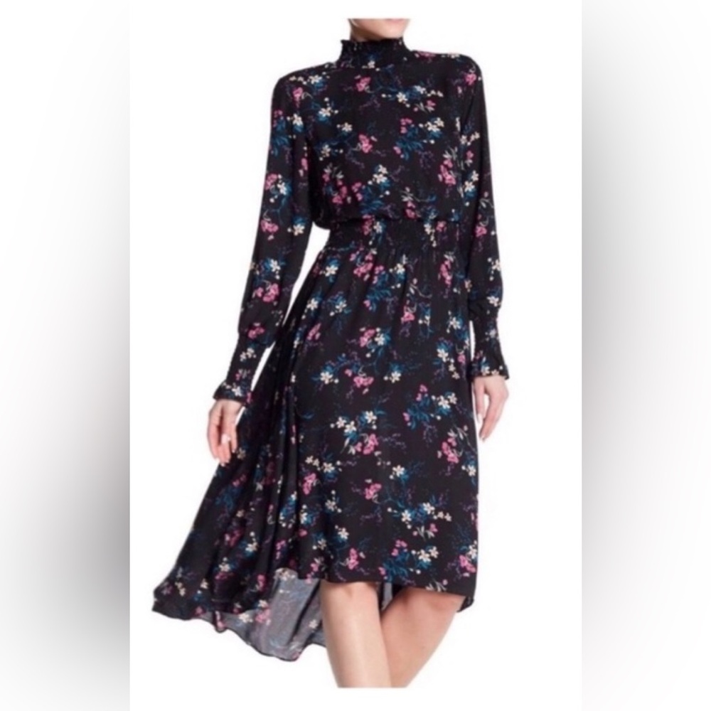 Nanette Lepore long sleeve, high low floral dress